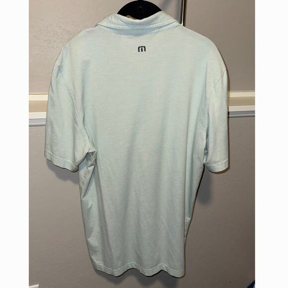 TravisMathew Men’s Polo Shirt Large | Light Blue Heather Striped Golf Top - Picture 4 of 6
